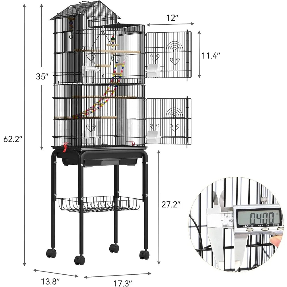 YITAHOME 62 inch Metal Bird Cage, Large Parakeet Cages for Parrot