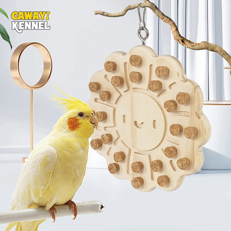 Wooden Sun Shaped Parrot Chewing Toy