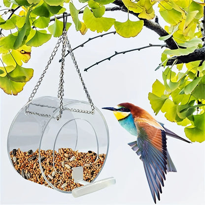 Round Acrylic Bird Feeder Courtyard Hanging And Bird Feeder