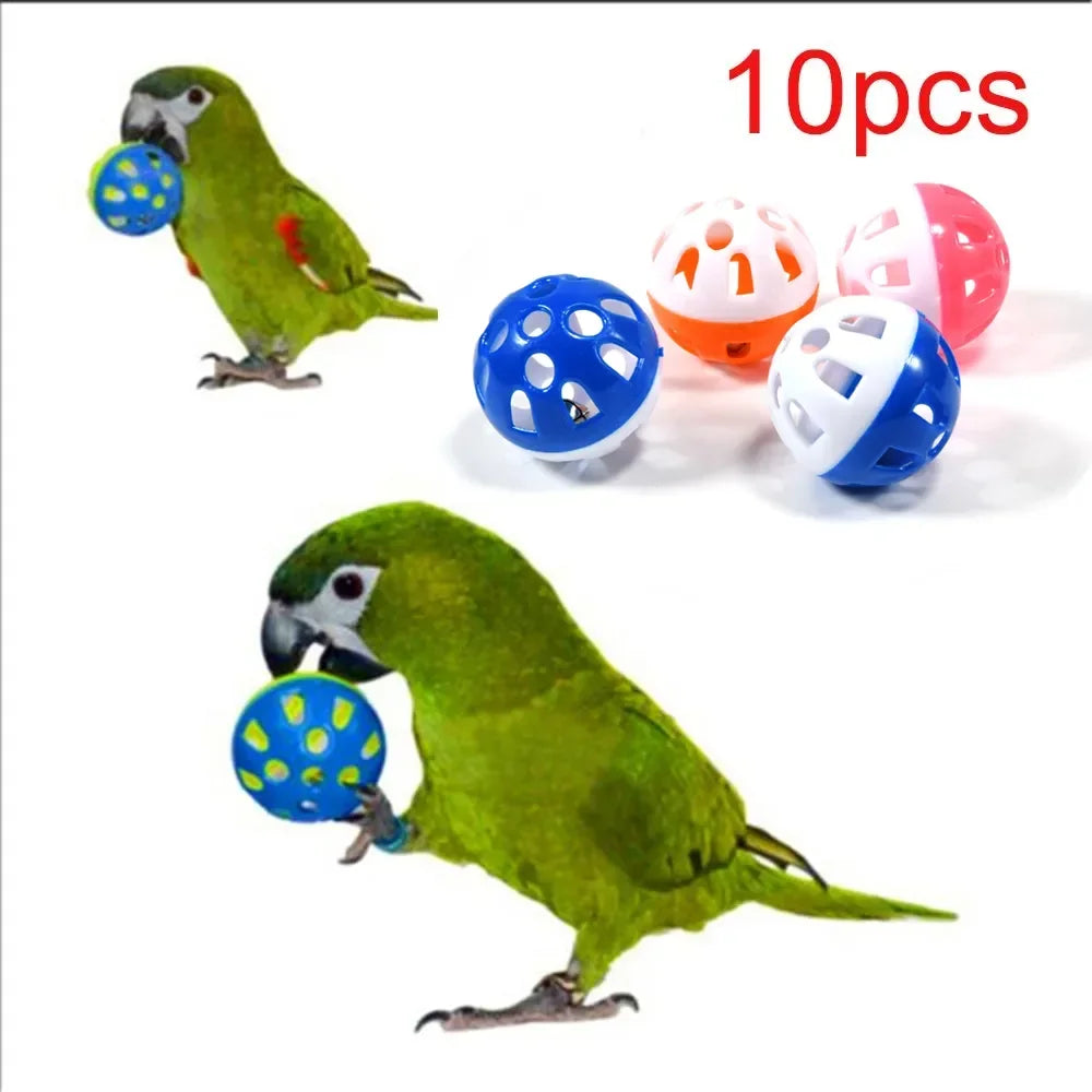 10pcs Pet Parrot Toy Colorful Hollow Rolling Bell Ball Bird Toy