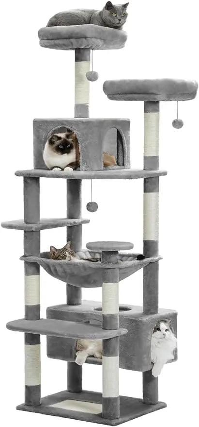 PAWZ Road Large 72 Inch Cat Tree and Tower for Indoor Cats - With Sisal-Covered Scratching Posts, Padded Perches, Condos, and Ba