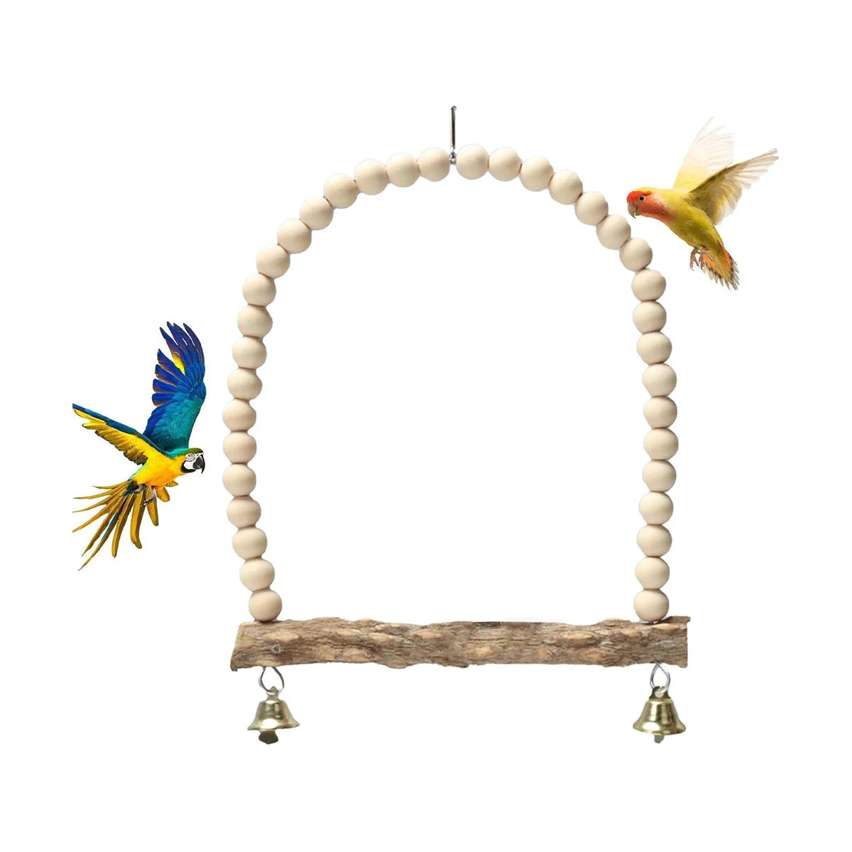 Bird Perch Wooden Stand With Bell and Durable Bracket