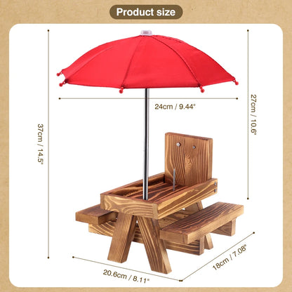 2024 Wooden Squirrel Feeder With Red Umbrella, Bird Squirrel Picnic Table