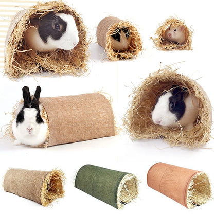 Hamster Hideaway tunnel Toy with Grass Tunnel Hamster Accessories for Guineapig Chinchilla