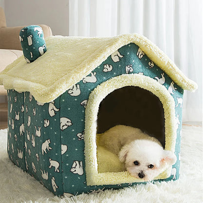 Cat/Dog Bed Sleep House Warm Cave Kennel & Removable Cushion Pad Soft Indoor Enclosed Tent Huts