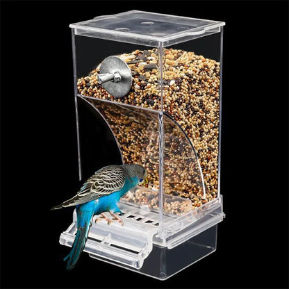 Bird Feeders Automatic Parrot Feeder Drinker Acrylic Seed Food Container Cage Accessories For Small And Medium Parakeets