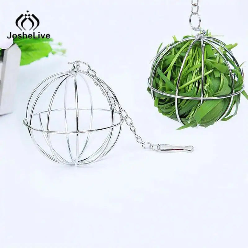 Stainless Steel Round Sphere Feed Dispense Exercise Hay Feeder Hanging Hay Ball Guinea Pig Hamster Rabbit Pet Toy Supplies