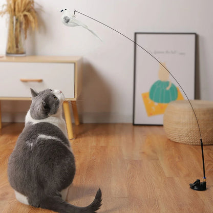 Interactive Cat Toy Funny Simulation Bird Feather with Bell Cat Stick Toy for Kitten Playing Teaser Wand Toy Pet Cats Supplies