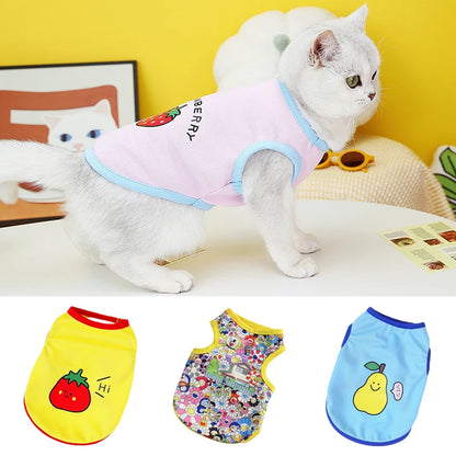 Cartoon Print Cat/Puppy Vest Summer Pet Clothes