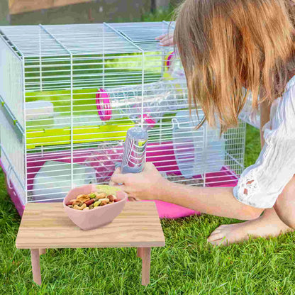 Hamster Play Wooden Platform Small Pet Playing Stand Putting Food