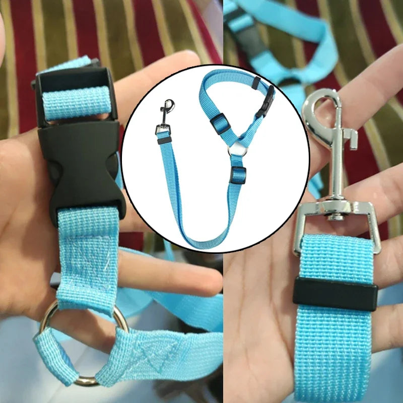 Pet Car Seat Belt Nylon Lead Leash Backseat Safety Belt Adjustable Dogs Harness Collar Pet Accessories