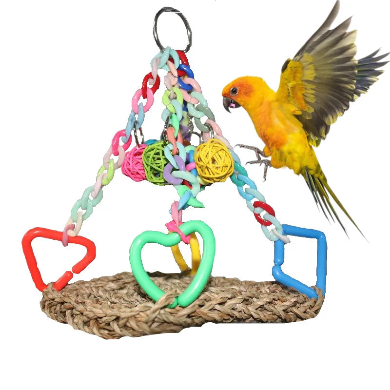 Parrot climbing net, bird cage accessories, bird supplies, colorful rattan ball bird toys