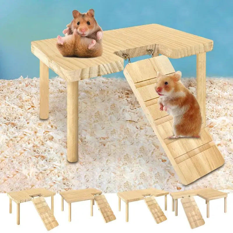 Wooden Ladder Platform for Hamsters and Small Pets