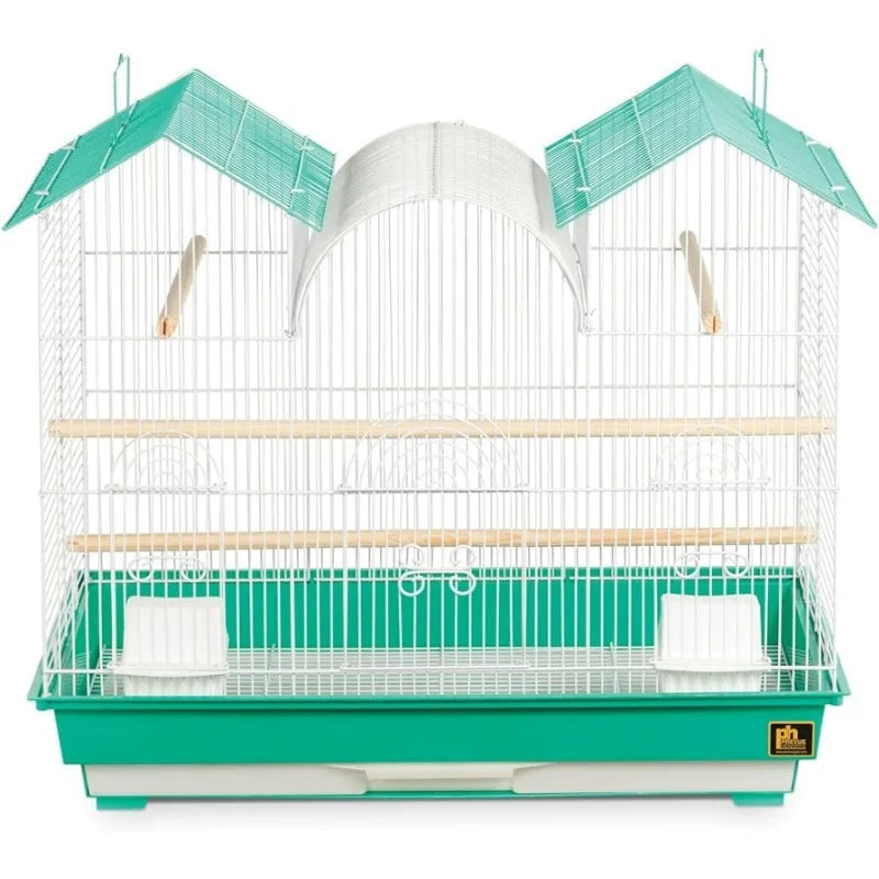 Triple Roof Cockatiel Cage, Blue and White