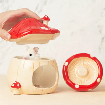 Cute Mushroom House Pet Items Hamster Cage Small Pet Bowl For Rabbit Ferret Chinchilla Pet Products Pet Water Fountain