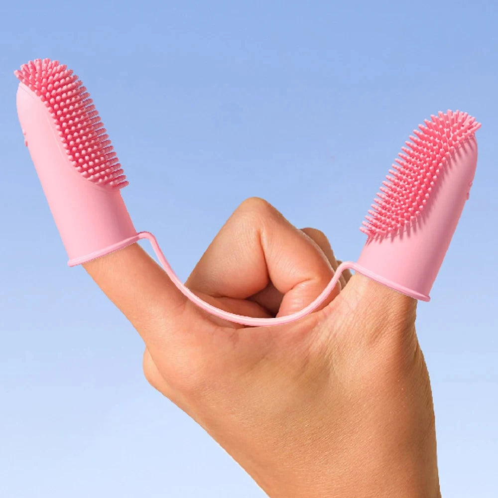 Soft Double Finger Toothbrush Pet Teeth Clean