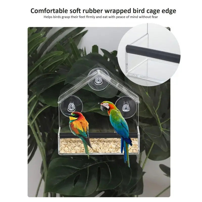 Tray Bird House Pet Feeder Suction Cup Installation House Type Feeder