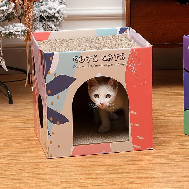 Cat Bed House Double Layer Cat Scratch Board Pet Cat House And Condo Corrugated Paper Board Cat Scratching Pad