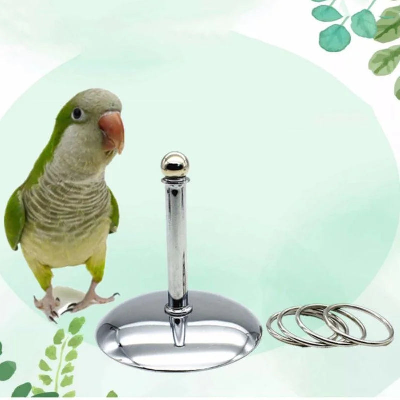 Bird Parrots Interactive Training Toys Intelligence Development Stacking Metal Ring Training Sets