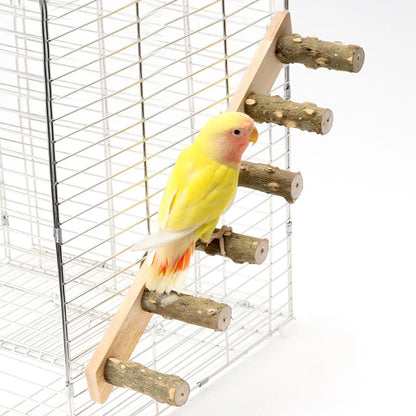 4/6 Steps Wood Ladder Pet Interactive Bird Parrot Toy