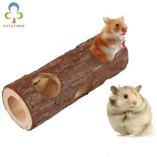 Hamster Natural Wooden Tunnels Tubes Bite-resistant Hideout Tunnel