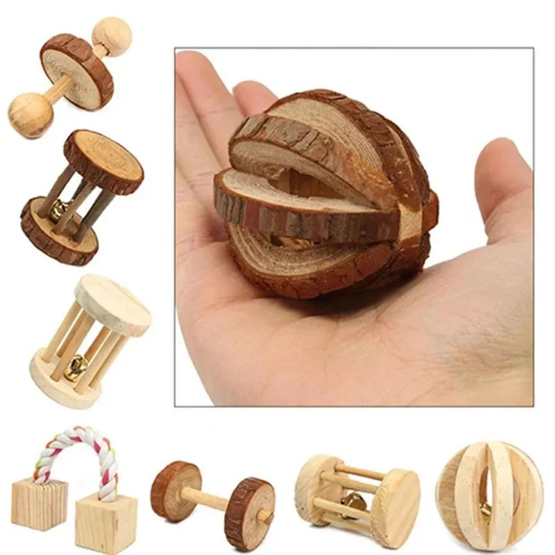 Cute Hamster Roller Toys Natural Wooden Supplies