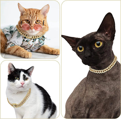 Luxury Gold Dog Chain Collar Cuban Chain Link Choke Collar for Small Medium Large Dogs Cats Pet Jewelry Necklace Accessories