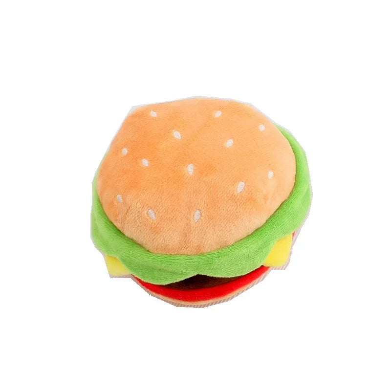 Cute Plush Dog Toys Creative Burger Funny toy Interactive Squeaky Chew Bite Toy