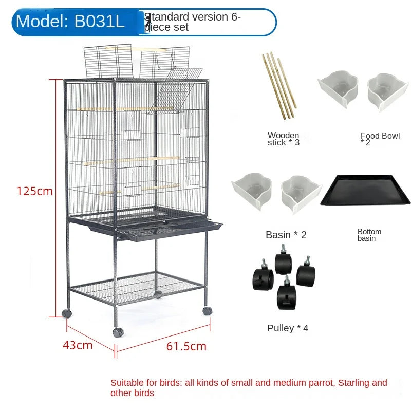 Metal  Large Rolling Bird Cage