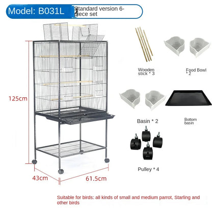 Metal  Large Rolling Bird Cage