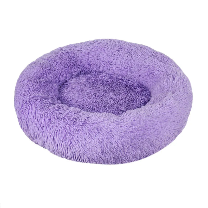 Round Plush Dog Bed Kennel Cat Cushion Washable Soft Small Medium Big Pet