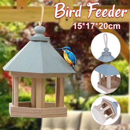 Wooden House Bird Feeder