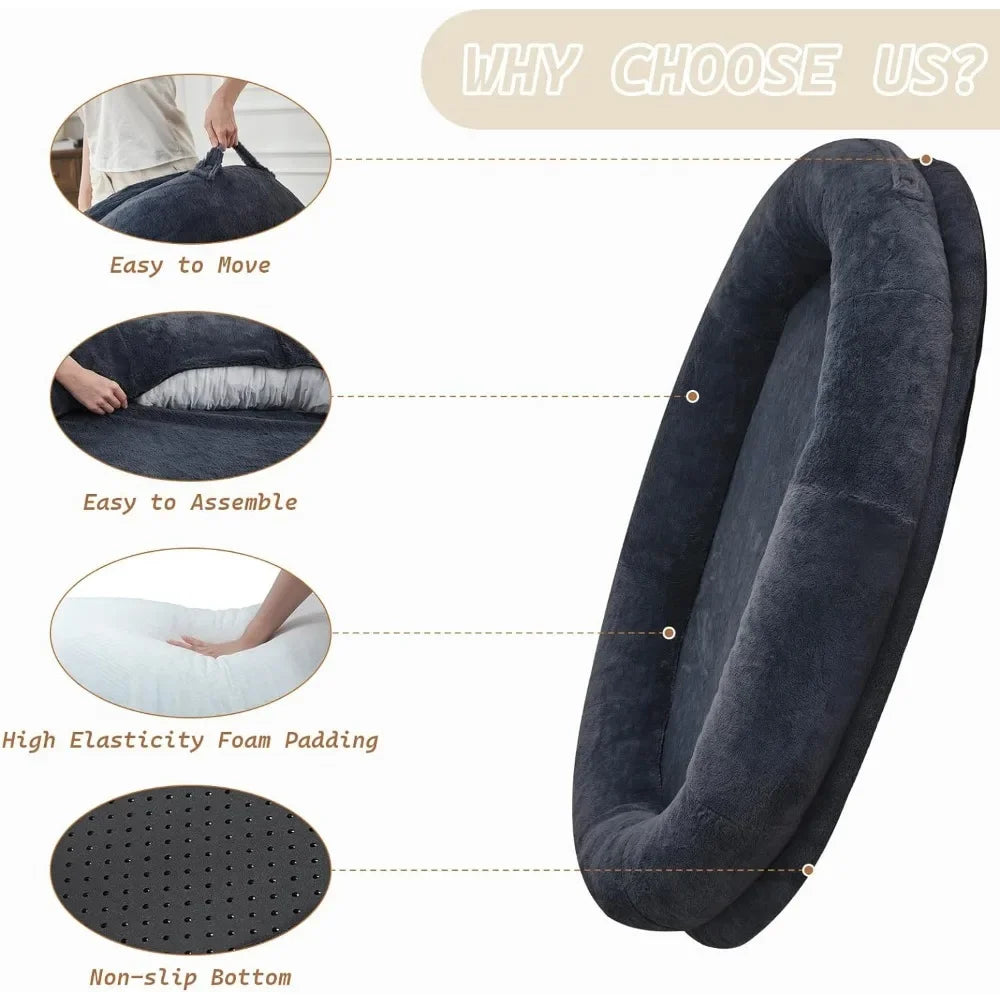 Washable Faux Fur Animal Products Removable Memory Foam Giant Bean Bag Bed Pet Bed