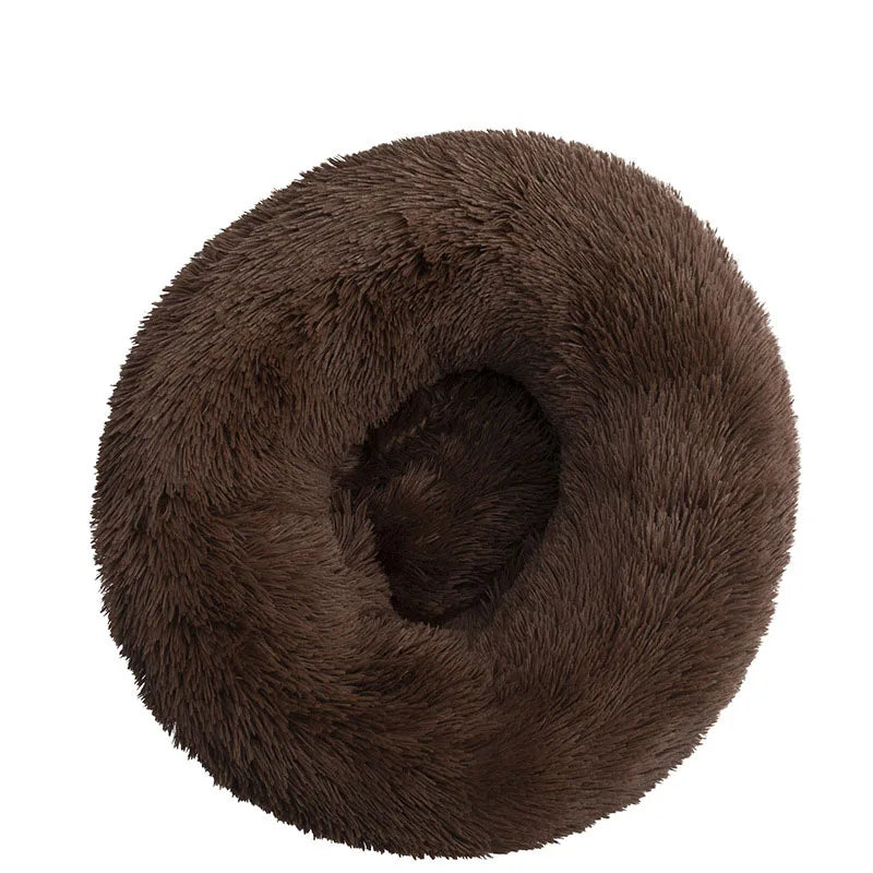 Round Plush Dog Bed Kennel Cat Cushion Washable Soft Small Medium Big Pet