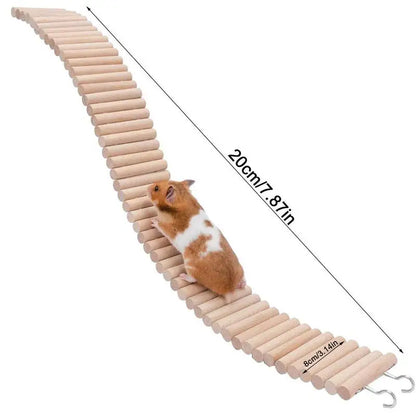 Nature Wood 2in1 Cage Ladder Fence Bundle Chew Toy Climbing Ladder Bridge For Hamster