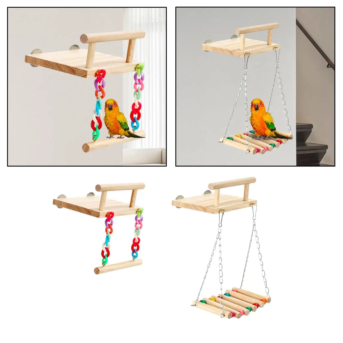 Wooden Parrot Perch Toy Platform Parrot Playstand Play