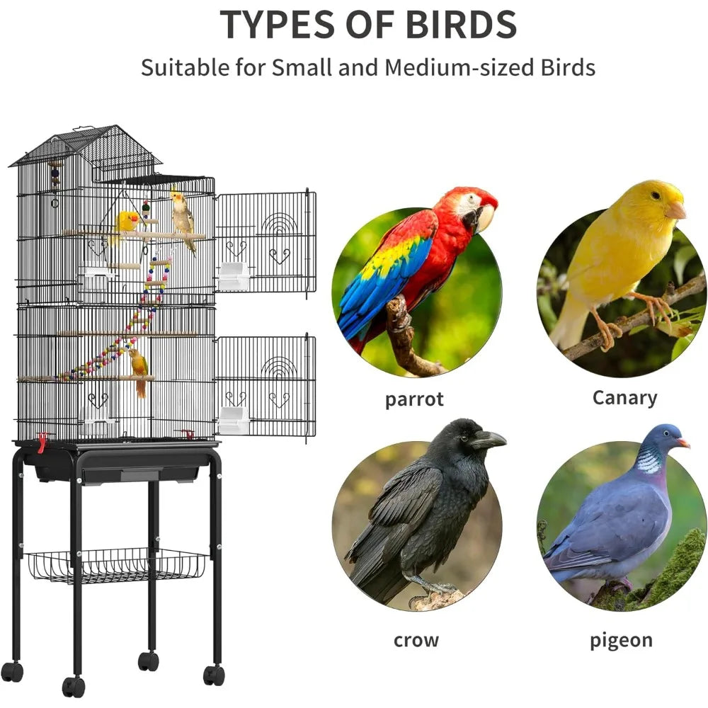 YITAHOME 62 inch Metal Bird Cage, Large Parakeet Cages for Parrot