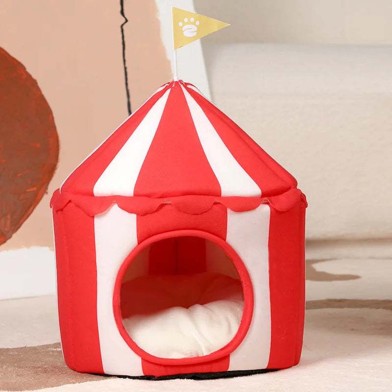 Cat House With Detachable Roof Circus Tent Pet House Washable Cat Nest