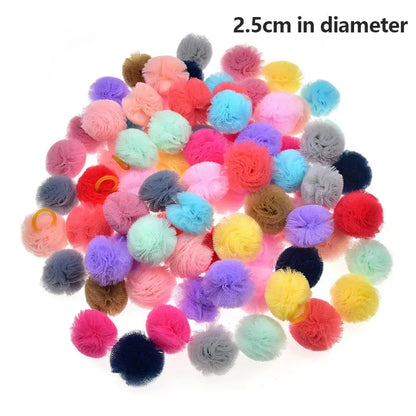 40PCS Pet Dog Hair Accessories dog Hair Bows Round Lace Bows rubber bands