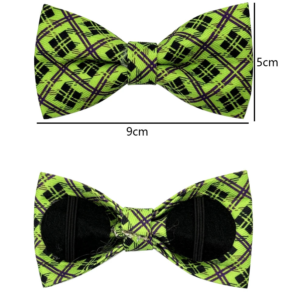 50/100Pcs Halloween Plaid Dog Supplies Sliding Dog Bow Tie Pets Dog Bowties