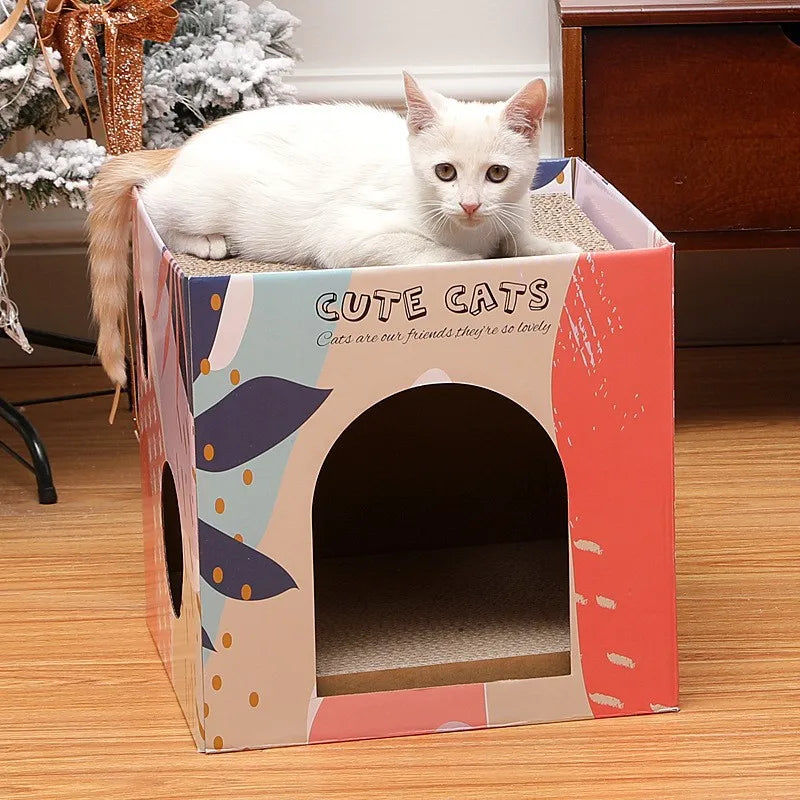 Cat Bed House Double Layer Cat Scratch Board Pet Cat House And Condo Corrugated Paper Board Cat Scratching Pad