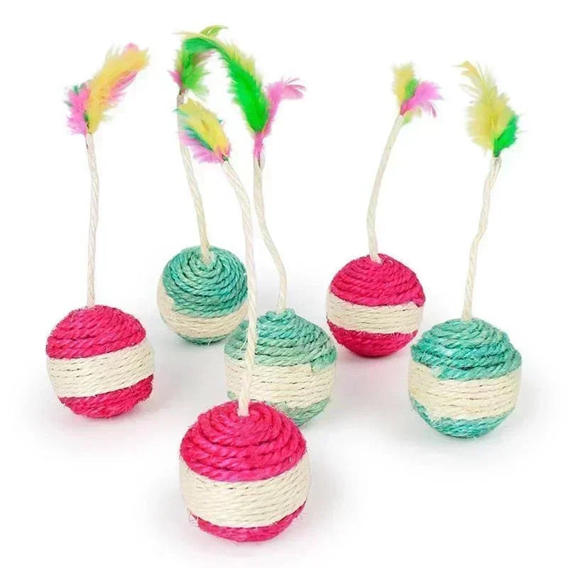 1Pc Cat Toy Sisal Scratching Ball Training Interactive Toy