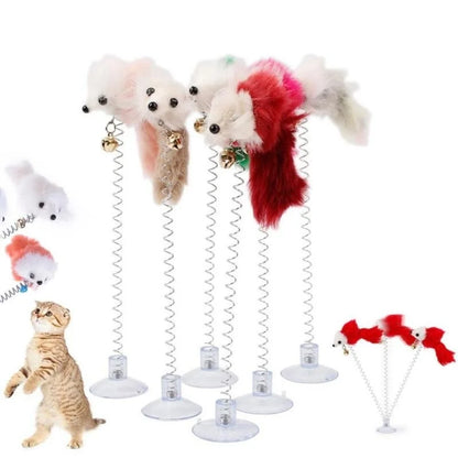 Cartoon Pet Cat Toy Stick Feather Rod Mouse Toy with Mini Bell Cat Catcher Teaser Interactive Cat Toy