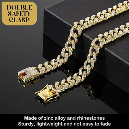 Luxury Gold Dog Chain Collar Cuban Chain Link Choke Collar for Small Medium Large Dogs Cats Pet Jewelry Necklace Accessories