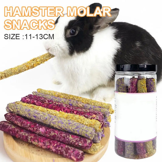 Rabbit Chew Sticks Mixed Natural Flower Chew Toys Treats For Rabbit Bunny Chinchilla Guinea Pig Hamster Molar Snack J8V8