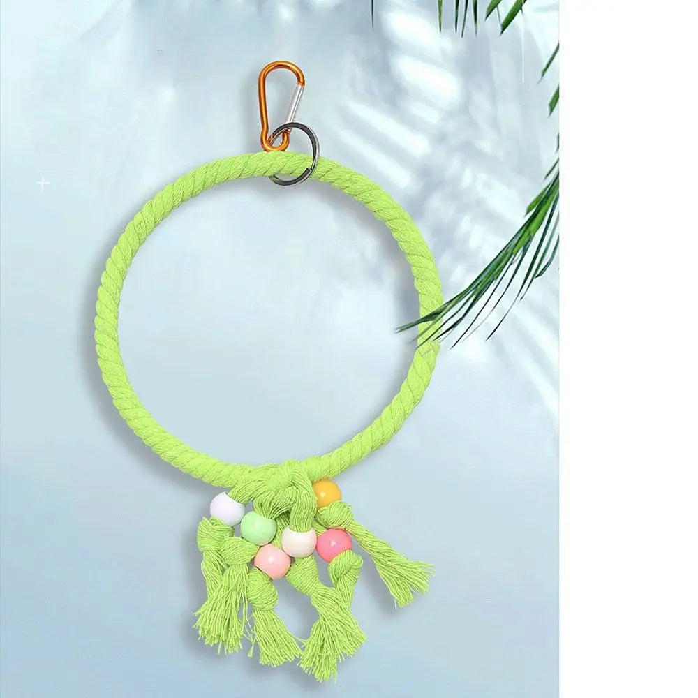 Pet Bird Perch Stand Cotton Rope Bite Swing