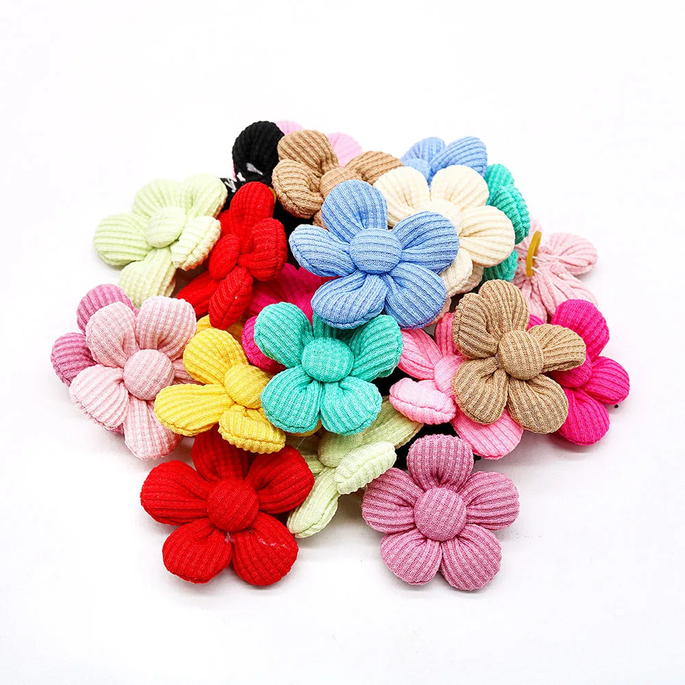 10PCS Spring Flower Bowknot Rubber Bands For Dog Bows