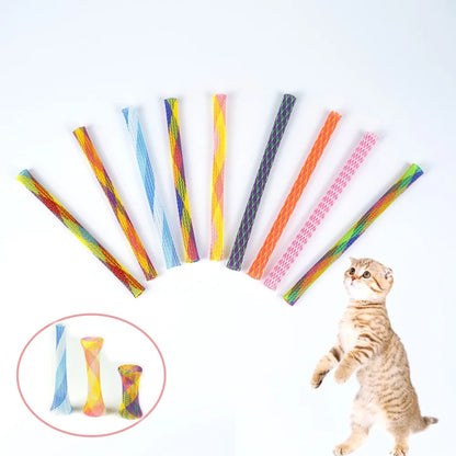 Pet Cat Bounce Toy Nylon Spring Bounce Fun Toy Cat Interactive Toy Spring