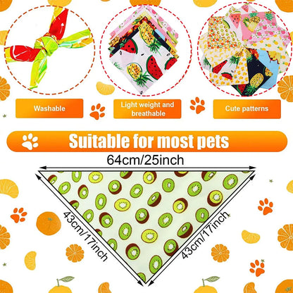 10PCS dog Fruit Print Bib Summer Pet Accessories Washable Scarf