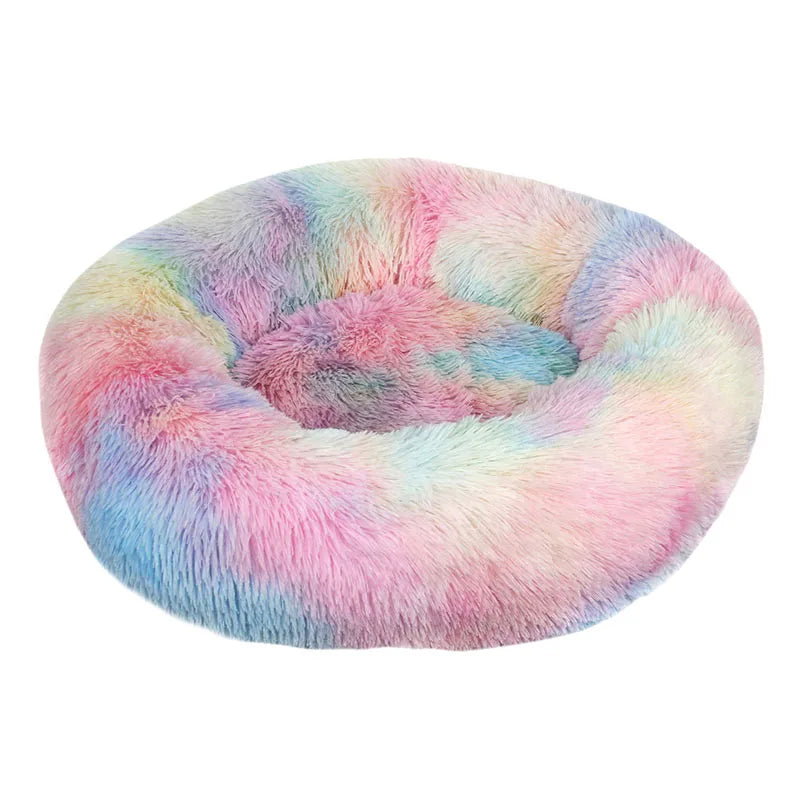 Round Plush Dog Bed Kennel Cat Cushion Washable Soft Small Medium Big Pet